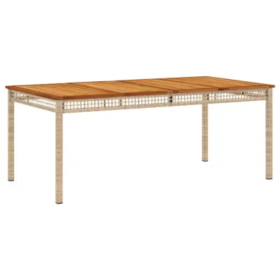 vidaXL Vrtna miza bež 180x90x75 cm poli ratan in akacijev les