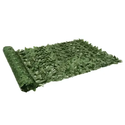 vidaXL Balkonsko platno za zasebnost s temno zelenimi listi 300x150 cm