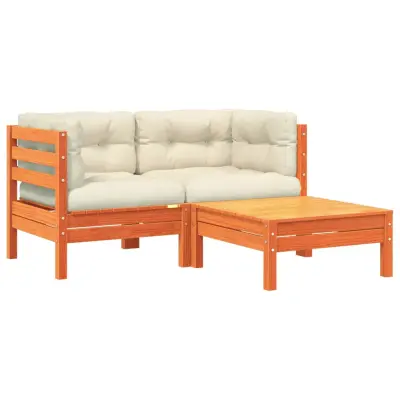 vidaXL Vrtni kavč z blazinami in stolčkom za noge dvosed