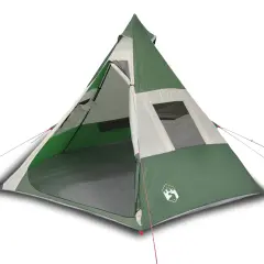 vidaXL Šotor za kampiranje tipi za 7 oseb zelen vodoodporen