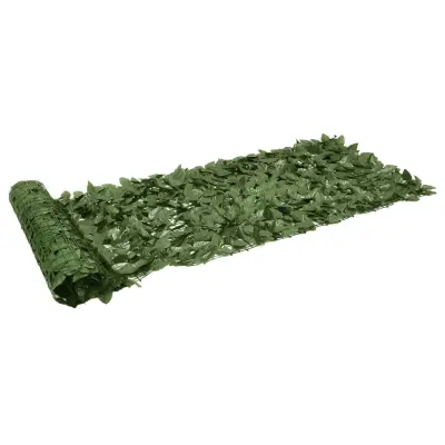 vidaXL Balkonsko platno za zasebnost s temno zelenimi listi 600x75 cm