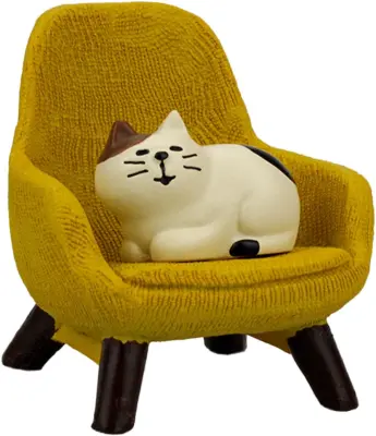 Mini mačji kip z majhnim kavčem - Mini mačji kip iz smole, mini namizni dodatek Kitten - Popolno ljubko mačje darilo za ljubitelje mačk