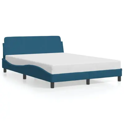 vidaXL Posteljni okvir z vzglavjem moder 120x200 cm žamet