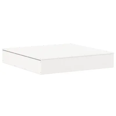 vidaXL Peskovnik s pokrovom bel 111x111x19,5 cm trdna borovina