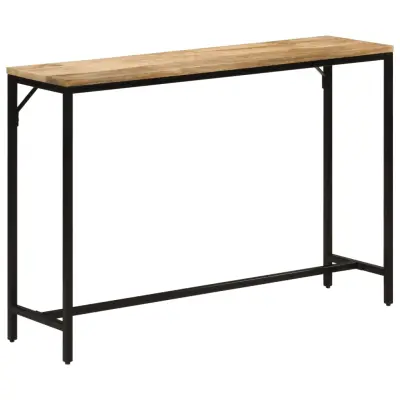 vidaXL Konzolna mizica 110x30x75 cm trd neobdelan mangov les in železo