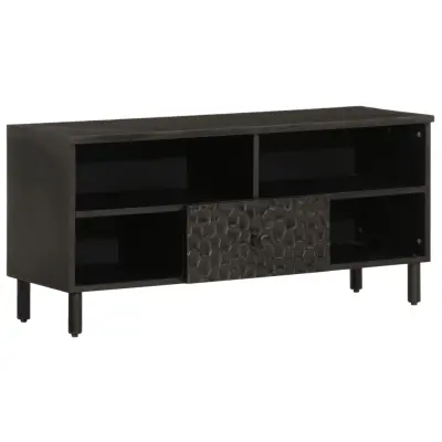 vidaXL TV omarica črna 100x33x46 cm trden mangov les