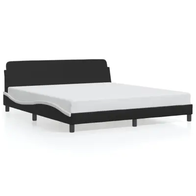 vidaXL Posteljni okvir z vzglavjem črn in bel 183x213 cm umetno usnje