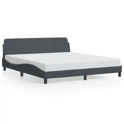 vidaXL Posteljni okvir z vzglavjem temno siv 183x213 cm žamet