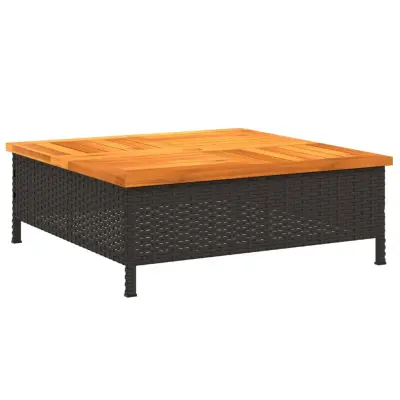 vidaXL Pokrov za podstavek za senčnik črn 70x70x25 cm ratan in akacija