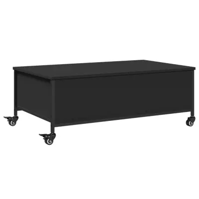 vidaXL Klubska mizica s kolesci črna 91x55x34 cm inženirski les