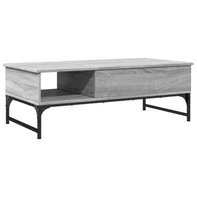 vidaXL Klubska mizica siva sonoma 100x50x35 cm inžen. les in kovina