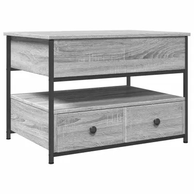 vidaXL Klubska mizica siva sonoma 70x50x50 cm inženirski les in kovina