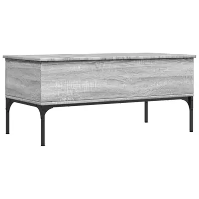 vidaXL Klubska mizica siva sonoma 100x50x45 cm inžen. les in kovina