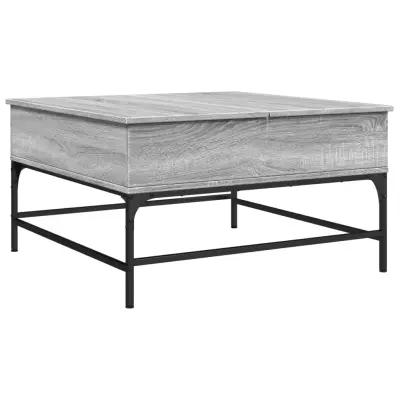 vidaXL Klubska mizica siva sonoma 80x80x45 cm inž. les in kovina