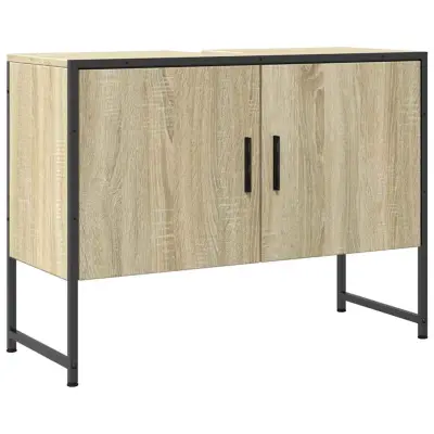 vidaXL Kopalniška omarica za umivalnik sonoma hrast 80x33x60cm inž les