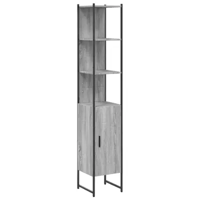 vidaXL Kopalniška omarica siva sonoma 33x33x185,5 cm inženirski les
