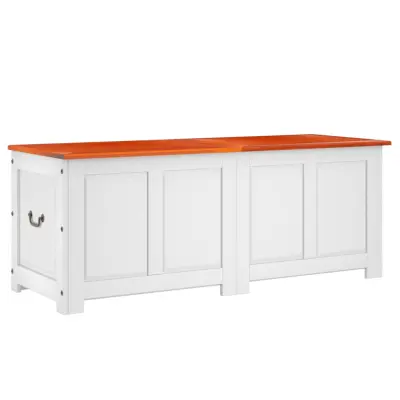 vidaXL Skrinja za shranjevanje s pokrovom rjav bel trden akacijev les