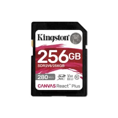 SDXC KINGSTON 256GB Canvas React Plus, 280/150MB/s, UHS-II, C10, U3, V60, 4K pomnilniška kartica