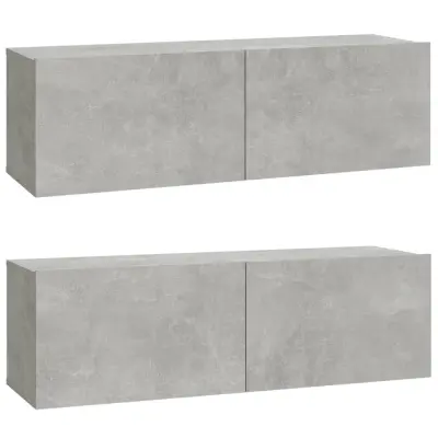 vidaXL TV omarica 2 kosa betonsko siva 100x30x30 cm konstruiran les