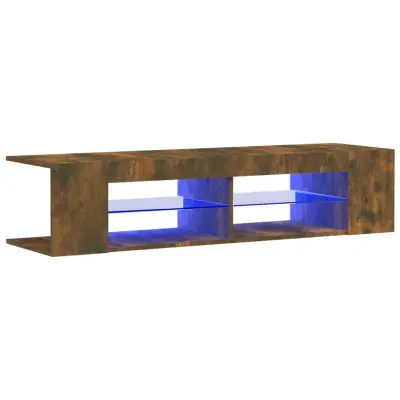 vidaXL TV omarica z LED lučkami dimljeni hrast 135x39x30 cm