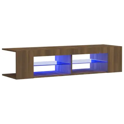 vidaXL TV omarica z LED lučkami rjavi hrast 135x39x30 cm