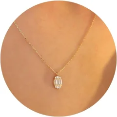 Ogrlica z diamantnim obeskom za ženske, izvrstna ogrlica s plastmi zlata, 14k pozlačena zložena kubanska sponka za papir, verižica z ogrlico, čudovita preprosta zlata ogrlica, darilo za žens