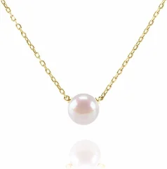 Predstavljen obesek iz ogrlice s sladkovodno kultivirano biserno ogrlico AAA+ | Ženska zlata ogrlica