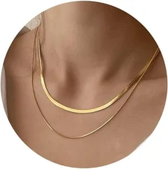 14K pozlačena/srebrna ogrlica s kačjo verigo, ogrlica z ribjo kostjo, zlata ogrlica z ogrlico, darilo za ženske, dekleta, nakit