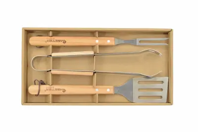 Master Grill Grill dodatki Set 3 PC -ji / leseni ročaji