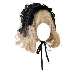 Ženski naglavni trak Lolita, črna čipkasta služkinja, naglavni trak, dodatek za lase, dekliški gotski naglavni trak za kostumsko zabavo Cosplay