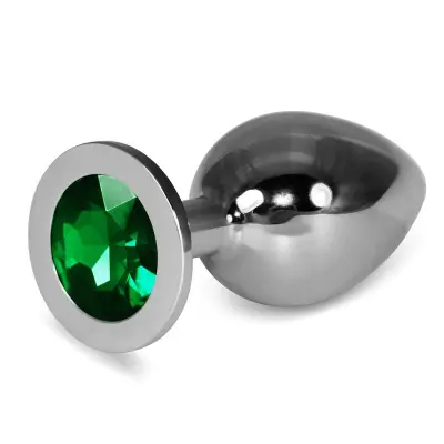 Plug Anal Metal Rosebud Classic z zeleno velikostjo dragulja L