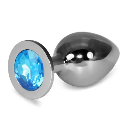 Plug Anal Metal Rosebud Classic z modro velikostjo dragulja L