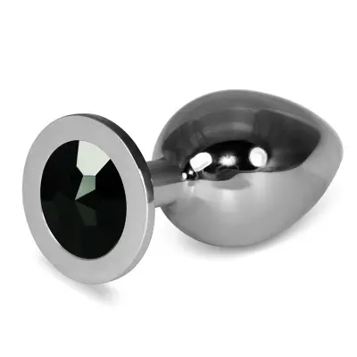 Plug Anal Metal Rosebud Classic s črnim draguljem velikosti L
