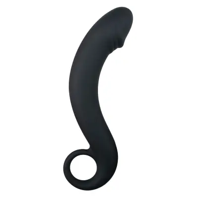Ukrivljen analni dildo - črn