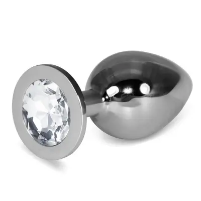 Plug Anal Metal Rosebud Classic s prozorno velikostjo dragulja L