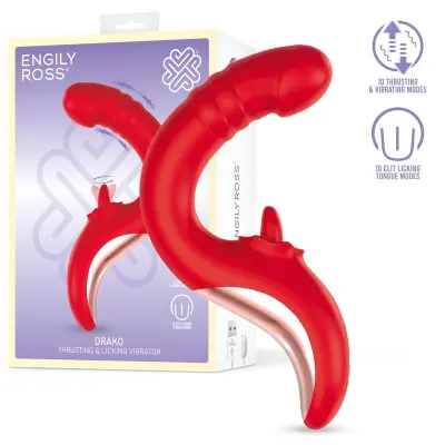 Drako vibrator z potiskom in nihanjem jezikom 360 °
