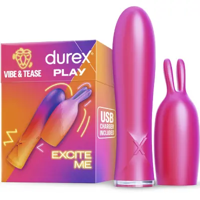 Durex Play Vibe & Tease 2v1 Vibrator s stimulativnim koncem