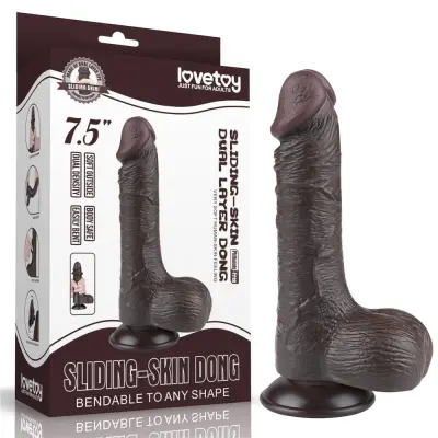DILDO Lovetoy Sliding Skin Dual Layer III Black 7,5''