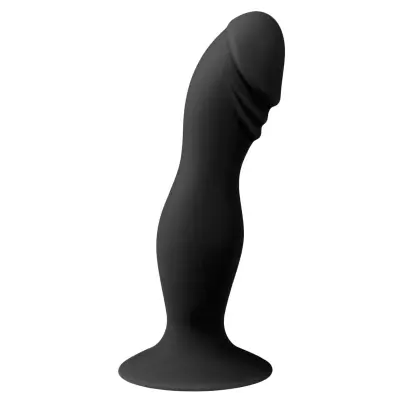 Dildo s prisesalno kapico, črn