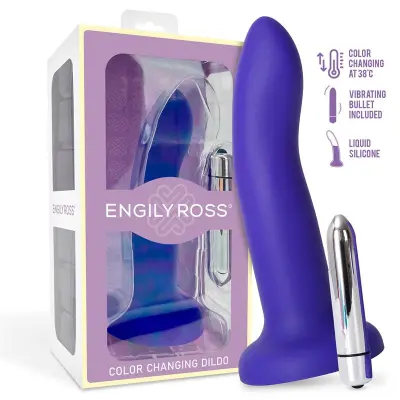 Dildo z vibracijo, ki spreminja modro v vijolično velikost m 17 cm