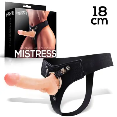 Gospodarica Elastic Arnés z 18 cm naravnim silikonskim dildo