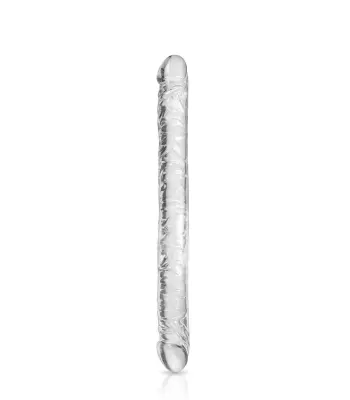 Prozoren dvojni dilddo 34 cm