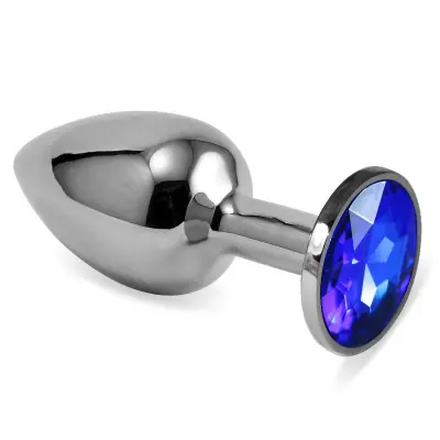 Silver Plug Rosebud Classic s temno modro velikostjo dragulja S