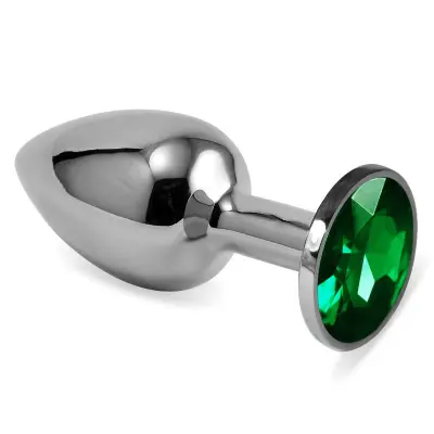 Silver Plug Rosebud Classic z zeleno velikostjo dragulja S