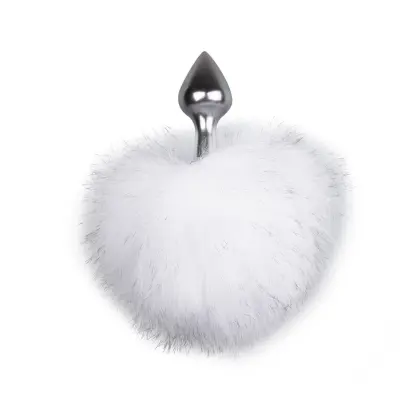 Analni čep Bunny Tail, srebrn-bel