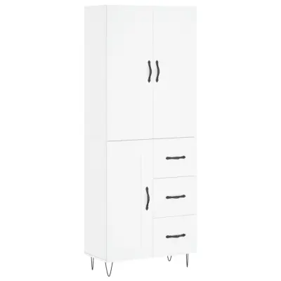 vidaXL Visoka omara bela 69,5x34x180 cm inženirski les