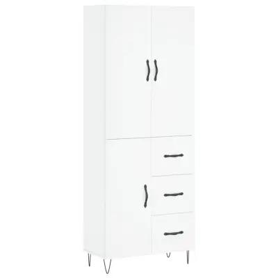 vidaXL Visoka omara bela 69,5x34x180 cm inženirski les