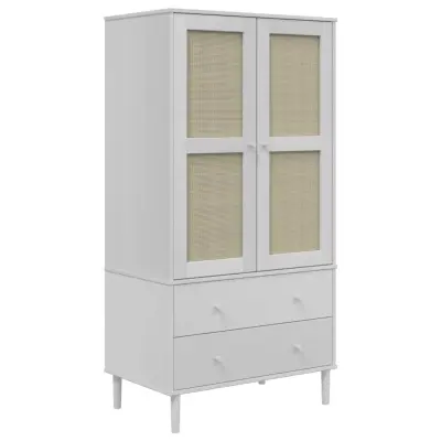 vidaXL Garderobna omara SENJA videz ratana bela 90x55x175 cm borovina