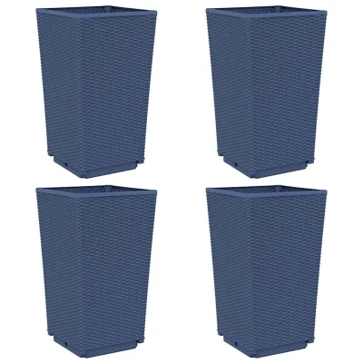 vidaXL Vrtna cvetlična korita 4 kosi modro siva 32,5x32,5x57 cm PP