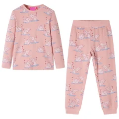 Otroška pižama z dolgimi rokavi svetlo roza 128